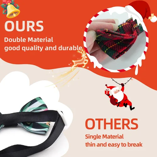 Vista 6 de PAWCHIE Corbatas de moño para perro de Halloween, 6 piezas, lindo collar de perro, accesorios de collar de aseo ajustable, pajaritas para perros