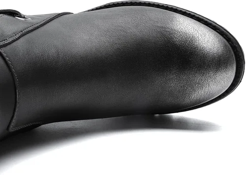 Vista 2 de GLOBALWIN Botas de moda con cordones en la espalda para mujer, altura hasta la rodilla, para otoño e invierno