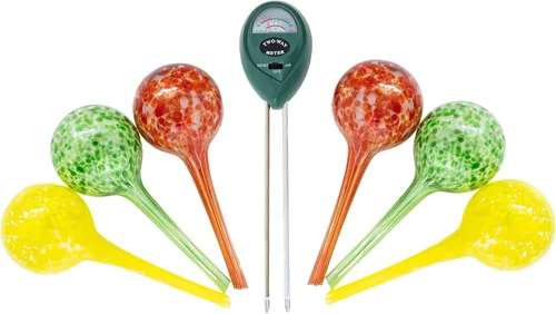 Vista 7 de 2 Globos de riego de vidrio grandes y 3 pequeños - Dispositivos de riego de plantas - Bombillas de riego de plantas - Picos de riego automático 5