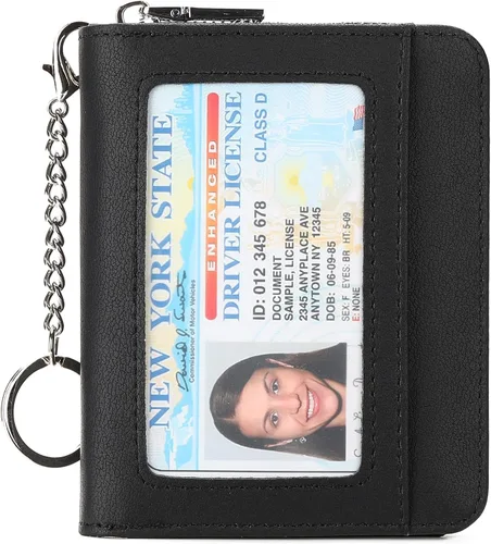 Vista 8 de GAEKEAO Billetera de cuero para mujer con bloqueo RFID, tarjetero compacto, pequeño, con ventana para identificación, bolsillo con cremallera