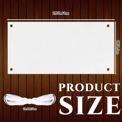 Vista 3 de Zonon Pancartas grandes en blanco y letreros de tela Oxford de poliéster para decorar con cuerda colgante para pared interior y exterior, carteles