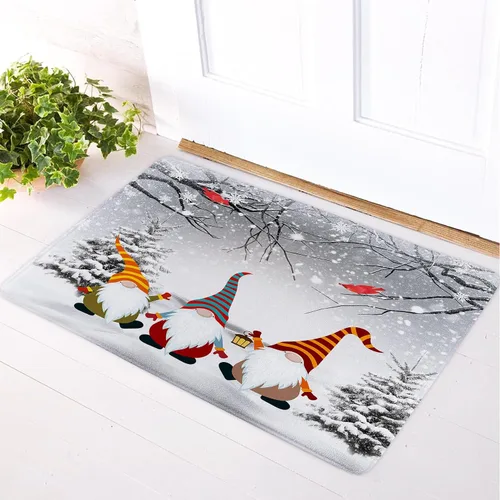 Vista 7 de HVEST Alfombra de baño de invierno, gnomos y cardenales en bosque nevado, alfombra de baño, alfombra de baño antideslizante de Navidad, accesorios