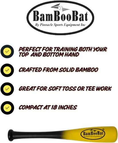 Vista 2 de BamBooBat de PINNACLE SPORTS EQUIPMENT INC. - Bate de béisbol y sóftbol de madera de una mano para adultos - 45,7 cm o 53,3 cm