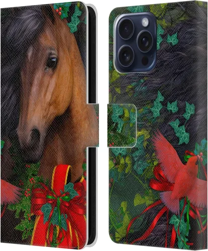 Vista 342 de Head Case Designs Officially Licensed Laurie Prindle A Morgan Christmas Western Stallion Leather Wallet Case Compatible with Samsung Galaxy A07 4G