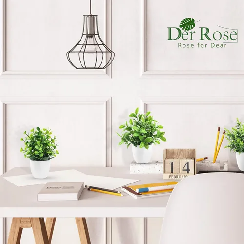 Vista 5 de Der Rose Paquete de 4 plantas falsas de interior pequeñas plantas falsas Verde