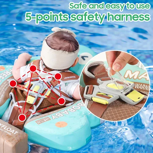 Vista 7 de Mambobaby Flotador con cola y toldo no inflable para bebé, flotador Mambo Flotador inteligente de natación para bebé, flotador de piscina para niños