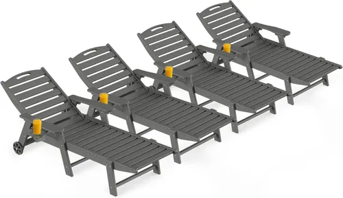 Vista 41 de Silla de salón al aire libre, silla de salón de patio de HDPE con Negro