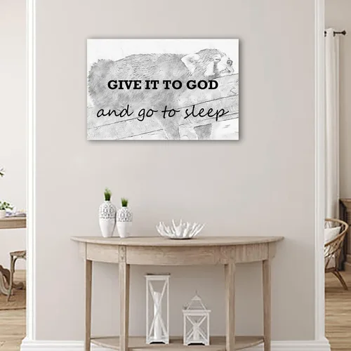 Vista 5 de Lienzo decorativo inspirador para pared, con cita "Give It to God, and Go to Sleep", arte de pared cristiano para decoración de dormitorio y casa