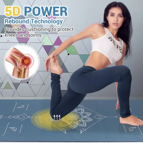 Vista 5 de Avoalre Tapete de yoga plegable, respetuoso con el medio ambiente, tapete de yoga de viaje de PVC plegable, tapete de yoga de doble cara