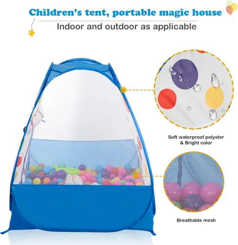 Vista 6 de EocuSun Casa de juegos emergente, piscina de pelotas tienda de juegos para niños para interiores y exteriores, tienda plegable para niños niñas
