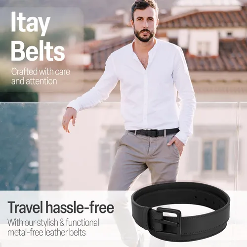 Vista 6 de ITAY - Cinturón sin metal, correa de piel hipoalergénica TSA, cinturón ajustable resistente, cinturón ajustable para hombre, cinturón sin níquel