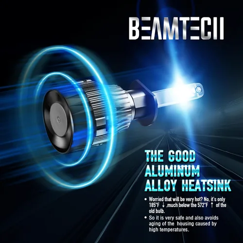 Vista 4 de BEAMTECH Fog Bombilla H1, 6500K, 1.181 in, base de disipador de calor, chips CSP, tamaño pequeño, paquete de 2