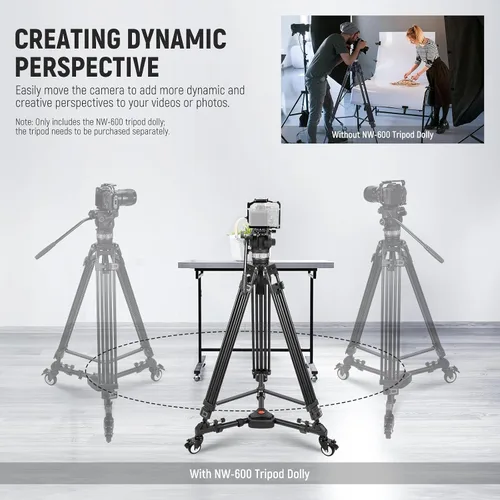 Vista 2 de NEEWER Dolly para Trípode de Fotografía, Ruedas de Trípode de Alta Resistencia con Capacidad de 50 libras y Ruedas de Goma de 3 pulgadas