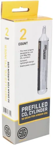 Vista 3 de SIG SAUER Cartucho de aire de perdigones AC-90-2 de CO2 de 90 gramos no recargable confiable avanzado, paquete de 2