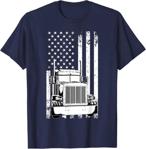 Vista 44 de Camión conductor bandera americana camionero vintage hombres mujeres regalo camiseta