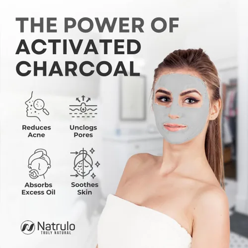 Vista 4 de Mascarilla facial de carbón – Mascarilla negra natural con arcilla de bentonita – Limpieza profunda, removedor de puntos negros, reductor de poros