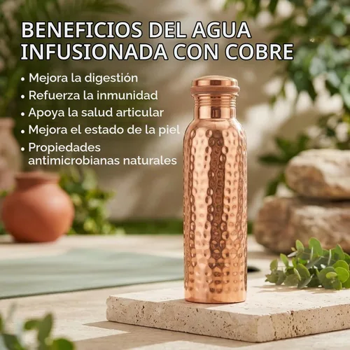 Vista 5 de Novera Botella de agua de cobre puro prémium de 34 oz (33.8 fl oz)