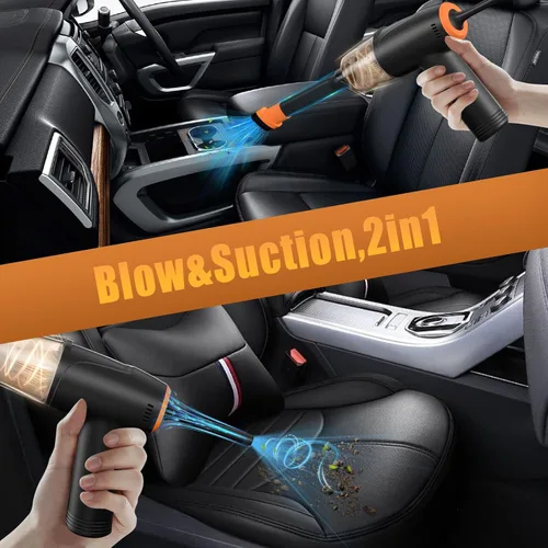 Vista 2 de Aspiradora de Mano Inalámbrica para Automóvil, Aspiradora de 9000Pa y Soplador de Aire, Mini Aspiradora para Automóvil Portátil Inalámbrica