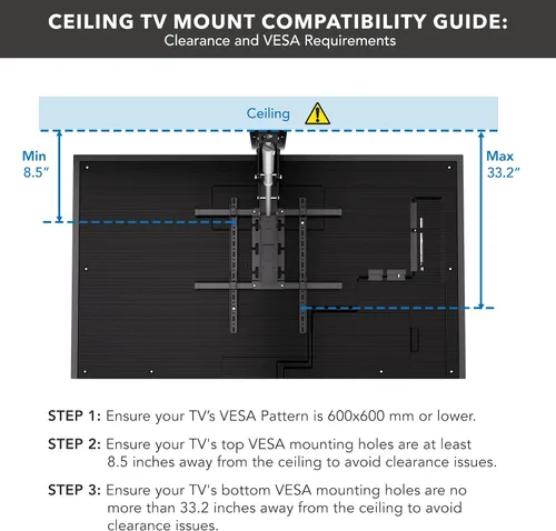 Vista 5 de Mount-It! Soporte motorizado para TV de techo – Soporte de TV eléctrico silencioso abatible para pantallas de 50 a 90 pulgadas, diseño desplegable