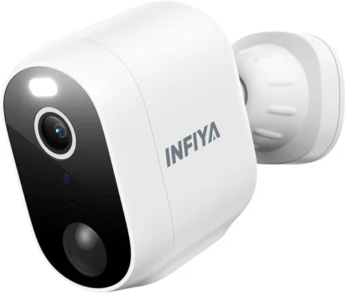 Vista 10 de INFIYA - Cámara de seguridad inalámbrica 2K para exteriores con energía solar para vigilancia del hogar con detección humana AI y notificaciones por