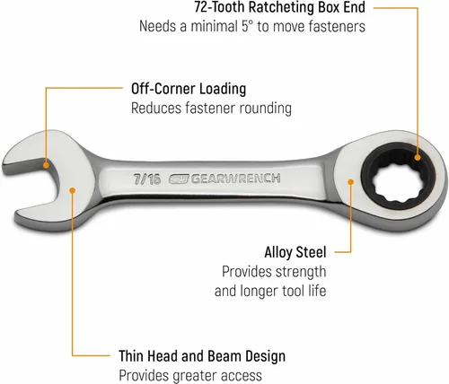Vista 3 de GEARWRENCH 85206 - Juego de 14 unidades de llaves combinadas de trinquete anchas SAE/métricas de 12 puntos