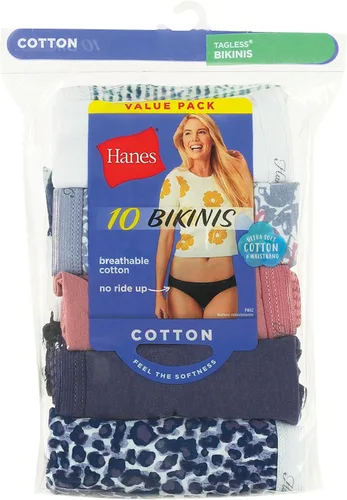 Vista 6 de Hanes Paquete de ropa interior para mujer, paquete de 10, bragas de mezcla de algodón de cobertura completa, ropa interior que absorbe la humedad
