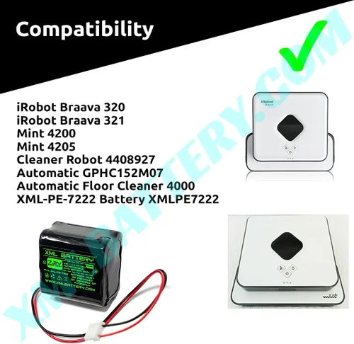 Vista 3 de Paquete de 1 batería Ni-MH de 7.2V 2200mAh para iRobot Braava 320 321 Mint 4200 4205 4000 Series Braava 380 Menta