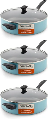 Vista 12 de Farberware Olla grande antiadherente apta para lavavajillas/sartén con asa auxiliar - aluminio, 6 cuartos, azul 2-Aguamarina