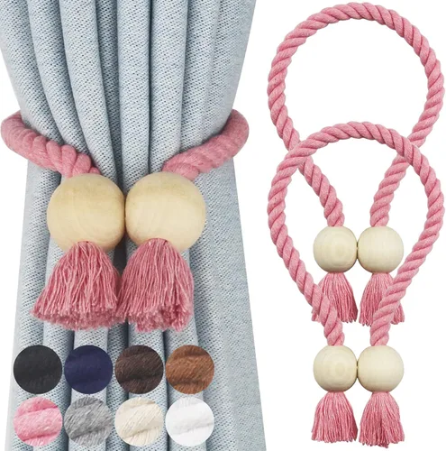 Vista 8 de Alzapaños magnéticos para cortinas, alzapaños decorativos Nieffeiy Beige