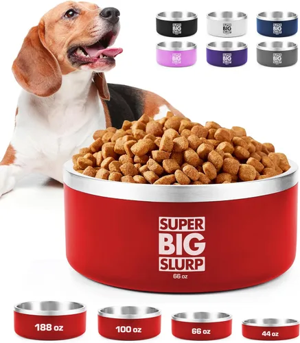 Vista 22 de Tuff Pupper Tazón Aislado de Servicio Pesado para Perros Plato de Comida para Perros de Acero Inoxidable de Doble Pared Tazón Antideslizante a