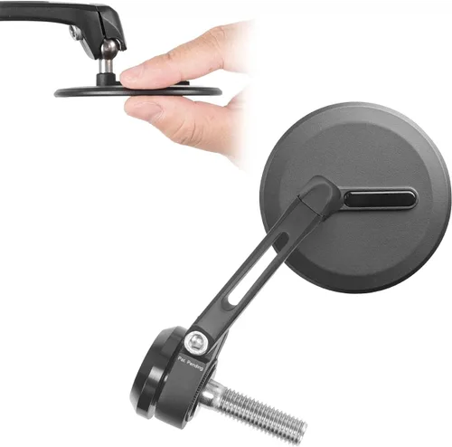 Vista 19 de KiWAV Espejos de extremo de barra de motocicleta Ojo Negro compatible con manillar roscado M6