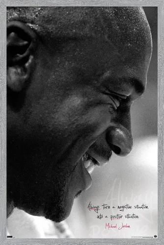 Vista 15 de Trends International Michael Jordan - Póster de pared siempre positivo, 22.4 pulgadas de largo x 14.7 pulgadas, versión enmarcada en madera