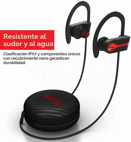 Vista 2 de SENSO Auriculares Bluetooth, los mejores auriculares deportivos inalámbricos con micrófono IPX7 impermeable HD estéreo a prueba de sudor