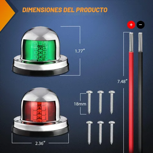 Vista 2 de Nilight - Luz de navegación para barco, 2 unidades, 8 LED, luces de lazo rojo y verde Luz de navegación 8LED- 2 piezas