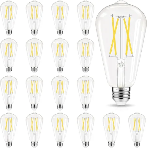 Vista 13 de GvvooHome - Bombillas LED regulables Edison, bombilla LED E26 equivalente a 60 W, luz blanca fría 4000K, bombillas vintage ST58, CRI de 90+, 6 W 600