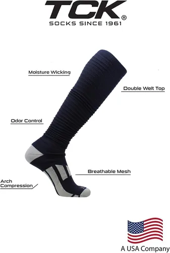 Vista 3 de TCK Calcetines de fútbol Scrunch Calcetines deportivos extra largos pre-ajustados para niños, hombres y niños, jóvenes y adultos