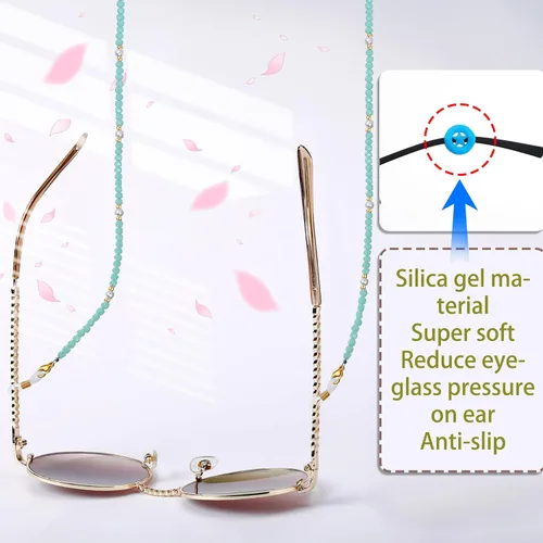 Vista 2 de Cadena multifuncional para gafas elegante soporte para gafas, collar y cordón para máscara para mujeres de moda