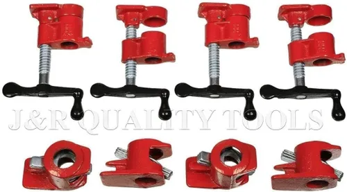Vista 2 de Juego de abrazaderas de tubo de encolado de madera de 3/4 "Heavy Duty PRO Carpintería Hierro Fundido Nuevo CUATRO