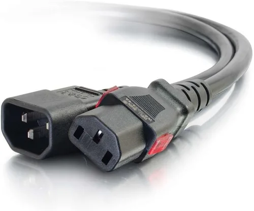 Vista 98 de Cable de alimentación C2G, cable de extensión corto, cable de extensión de alimentación, cable de alimentación de bloqueo, 10A, 250V, negro, 1 pie