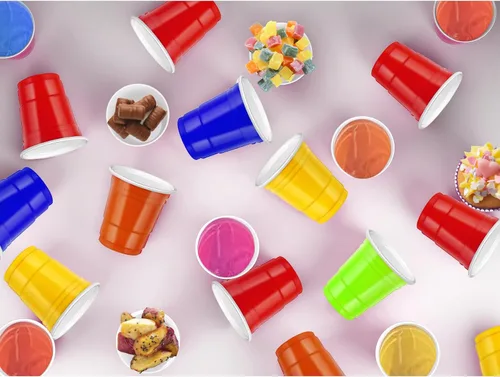 Vista 3 de 500 piezas vasos de chupito de 2 onzas de colores surtidos, vasos de chupito coloridos de plástico neón para beber, degustaciones servidas