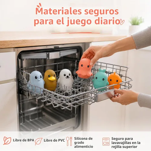 Vista 8 de Juguetes de baño de silicona, juguetes de baño para chorros