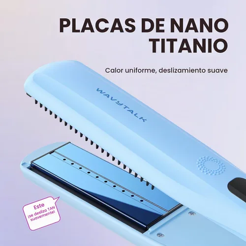 Vista 6 de Wavytalk Plancha de pelo a vapor para menos daño por calor, plancha plana Azul bebé