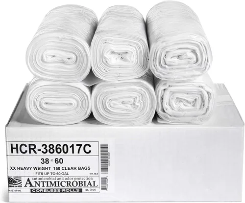 Vista 80 de Aluf Plastics Bolsas de basura de alta densidad, 10 galones, 4000 unidades, 6 micras (eq), 24 x 24 pulgadas, negras, para baño, oficina, industrial
