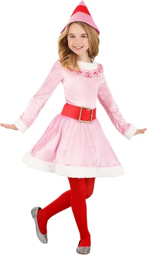 Vista 2 de Jovie Elf Costume for Girls, Pink Elf Dress with Hat for Christmas Dress-Up, Festive Holiday Parties & Cosplay