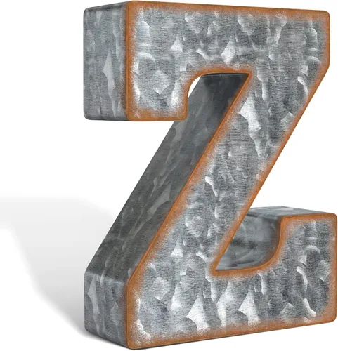 Vista 37 de CraftyCrocodile Números de metal galvanizado de 7" para decoración de pared - Número 3D 0 para colgar y de pie libre - Números de mesa rústicos
