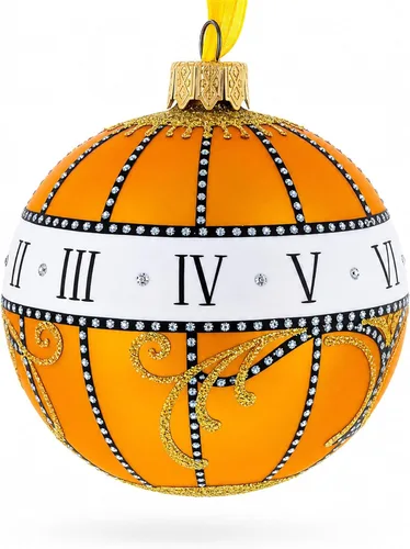 Vista 2 de 1899 Madonna Lily Clock Royal Egg Glass Ball Adorno de Navidad, 3.25 pulgadas