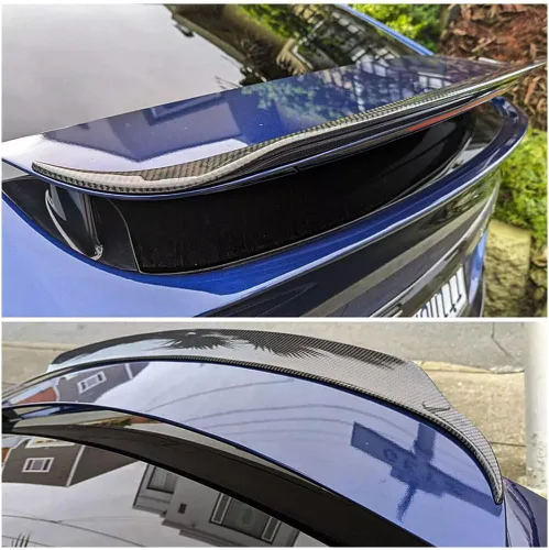 Vista 2 de Alerón de maletero de fibra de carbono real para Tesla Model X 2016-2024