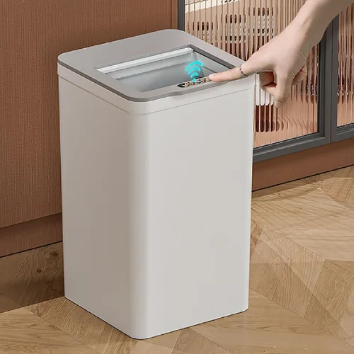 Vista 2 de Bote de basura automático sin contacto con sensor de patada, cubo de basura inteligente con tapa para cocina, dormitorio, oficina, sala de estar, 9L