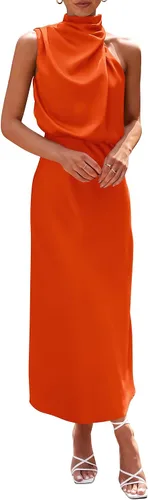 Vista 9 de PRETTYGARDEN Women's Summer Satin Maxi Cocktail Dress Verde militar