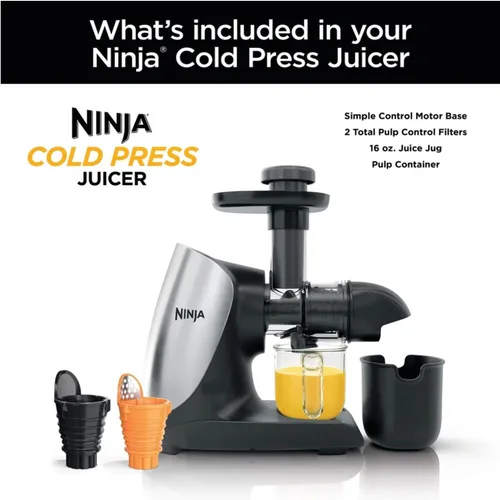 Vista 2 de Ninja Cold Press Juicer Pro - Potente exprimidor lento - Cloud Silver JC100 (renovado)